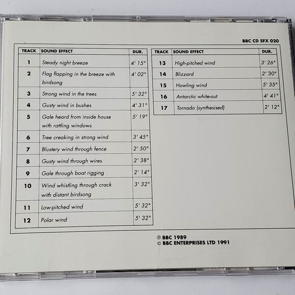 BBC Sound Effects Library Communications Weather (1) Disc 20 CD 1991 - Picture 3 of 3